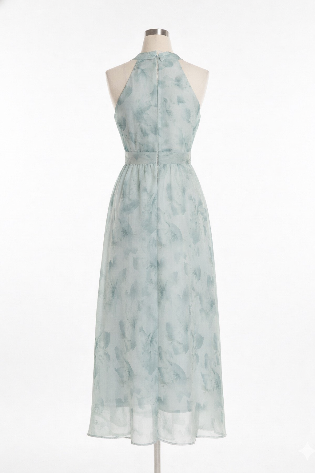Sage Bloom Halter Midi Dress with In-Built Bra