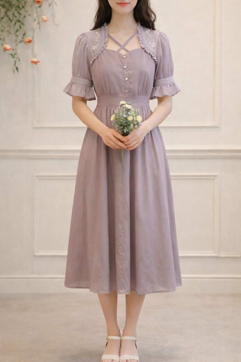 Home wear Midnight Flow Built-In Bra Chiffon Dress
