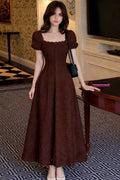 Mocha Bloom Lace Built-In Bra Office Dress